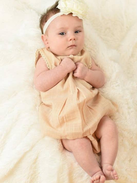 Yo Baby - Wholesale Clothing Set - Baby - Blush Lace & Box-Pleat Dress & Diaper Cover Set : Infant : Baby