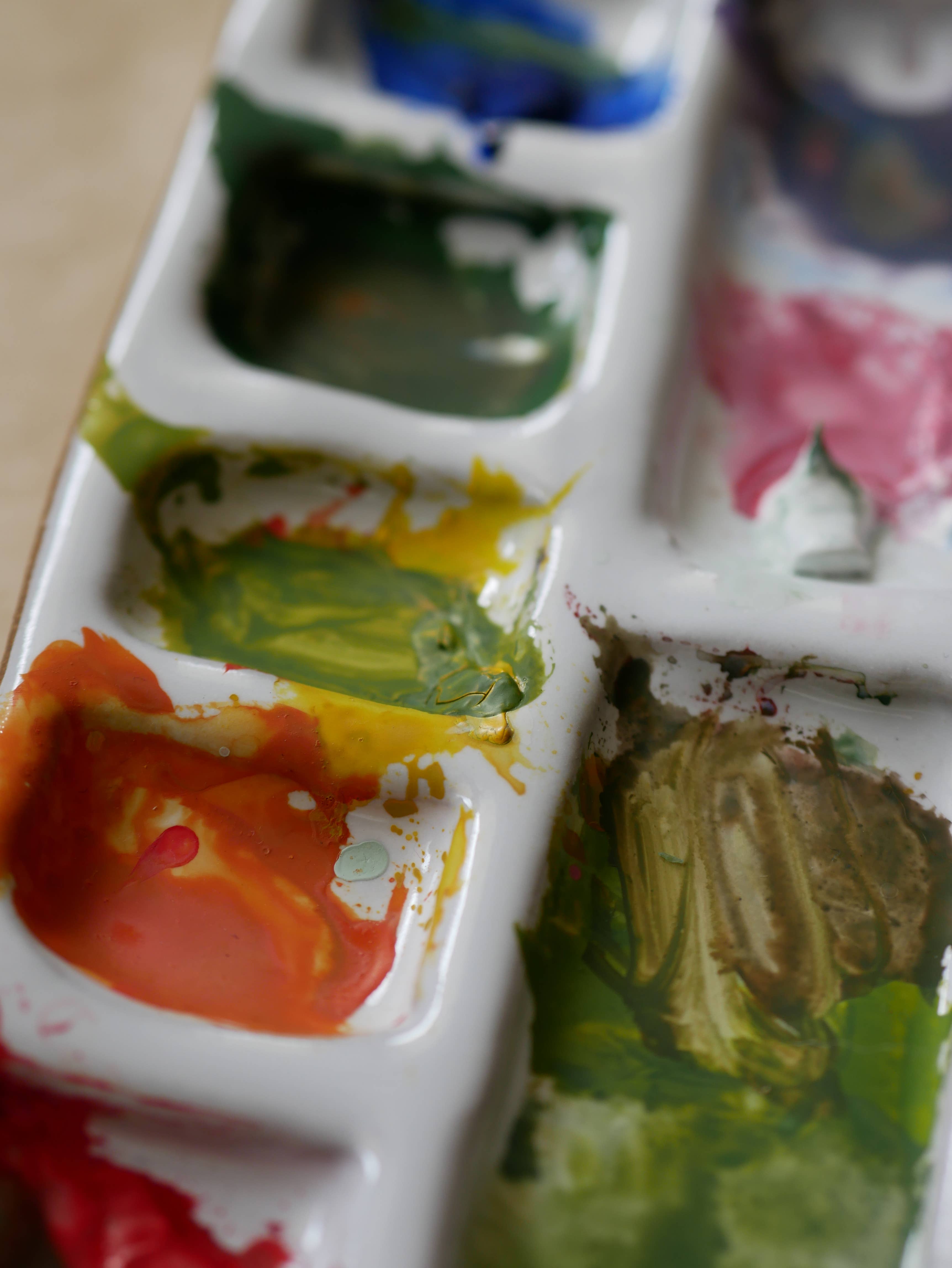 Busy Hands Studio - Wholesale Palette/Mixing Tray - 7-Pan Ceramic Artist Paint Palette - Watercolor Supplies2