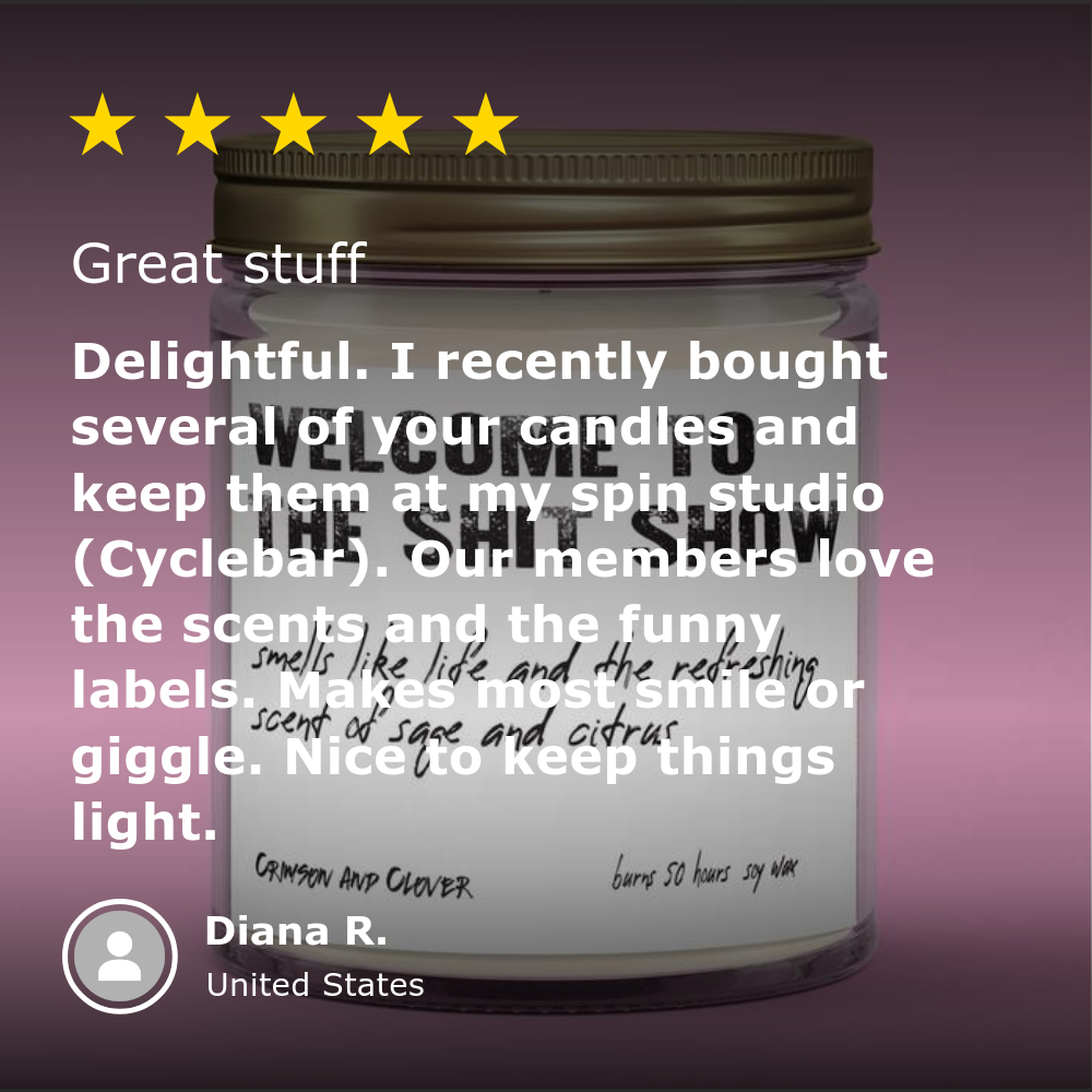 Crimson and Clover Studio - Vente Bougie en bocal - Bienvenue au Spectacle de Merde Bougie Amusante1