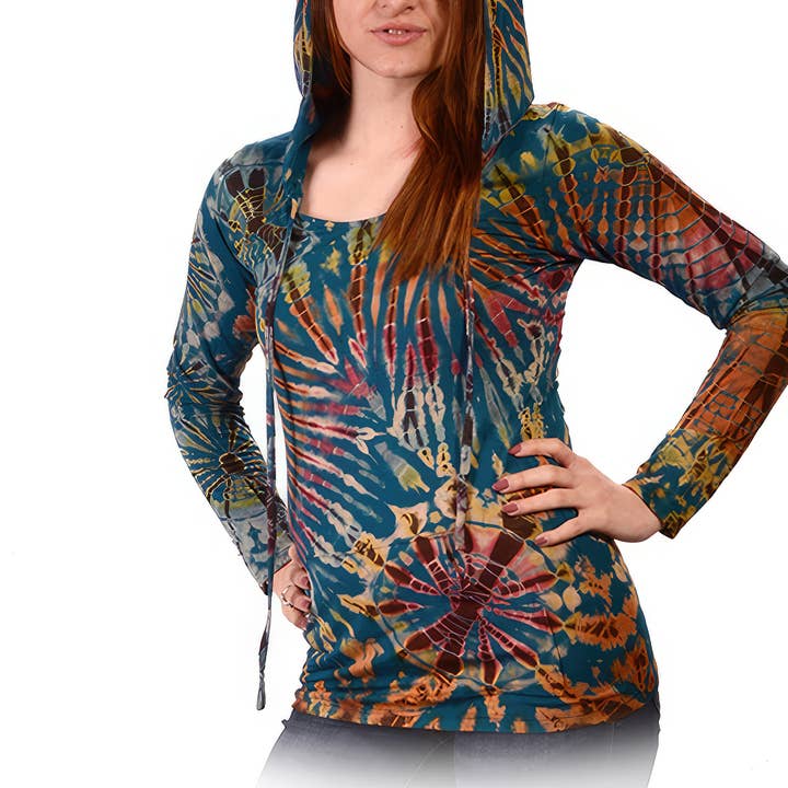 Moletom com capuz elétrico Lady Tye Dye Spandex Blend por atacado de Gypsy Rose