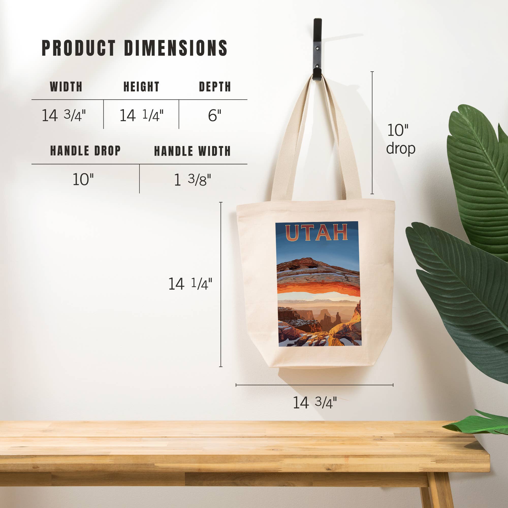 Lantern Press - Wholesale Tote Bag - Unisex - ORGANIC TOTE BAGS Utah, Canyonlands View4