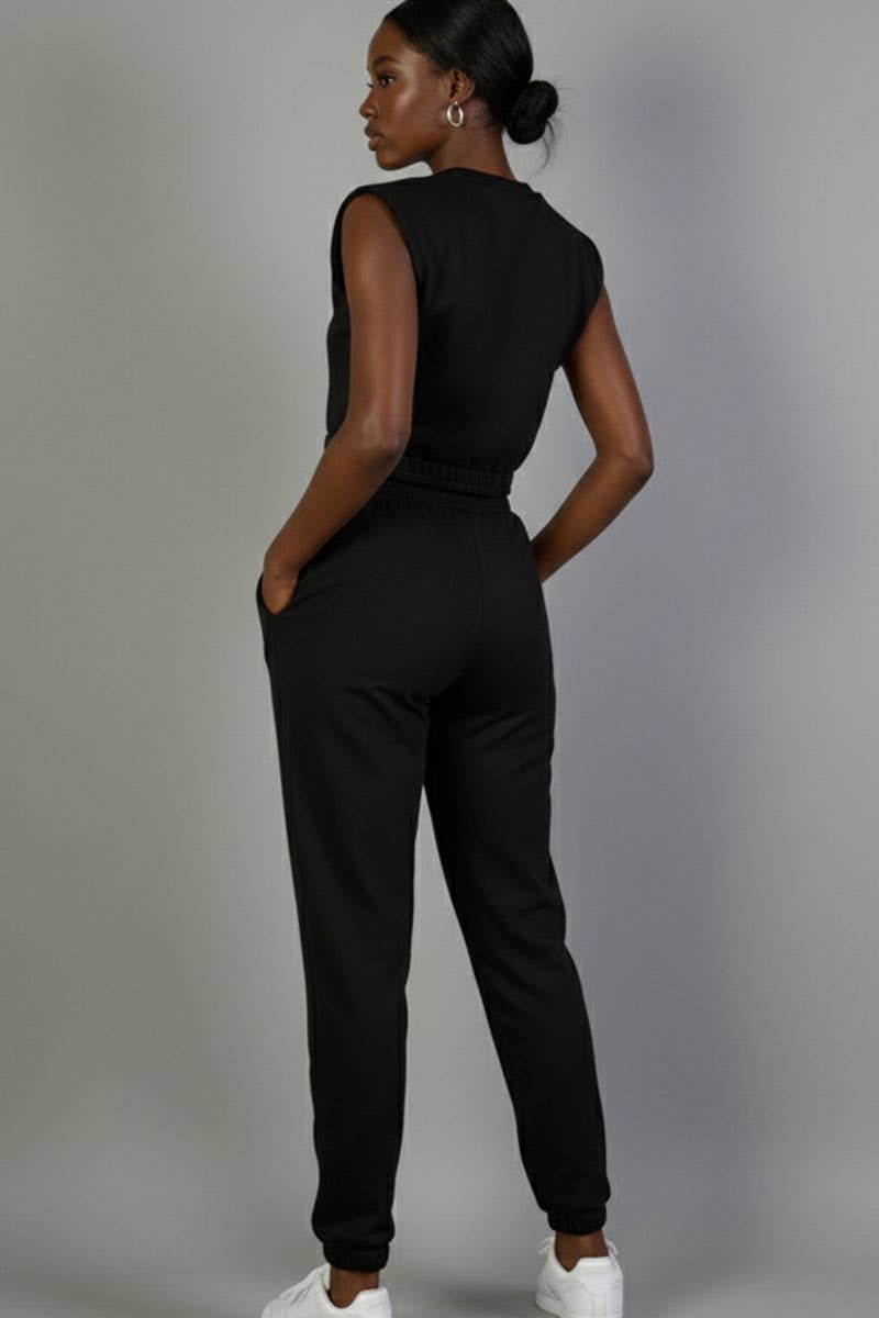 CAPELLA APPAREL - Wholesale Lounge Set - Women's - French Terry Elastic Waist Tank Top & Joggers Set5