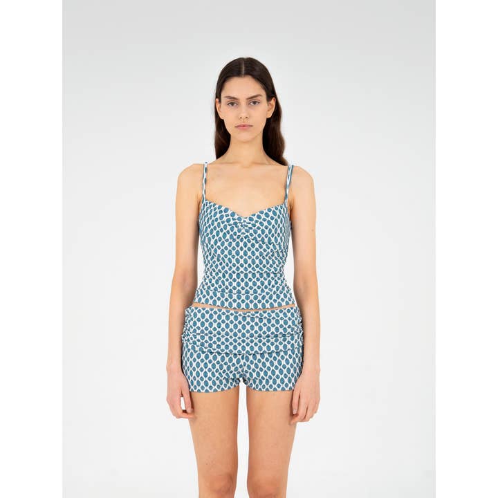 Craft Jersey Blå Rynkad Topp för wholesale av CARMEN SAYS