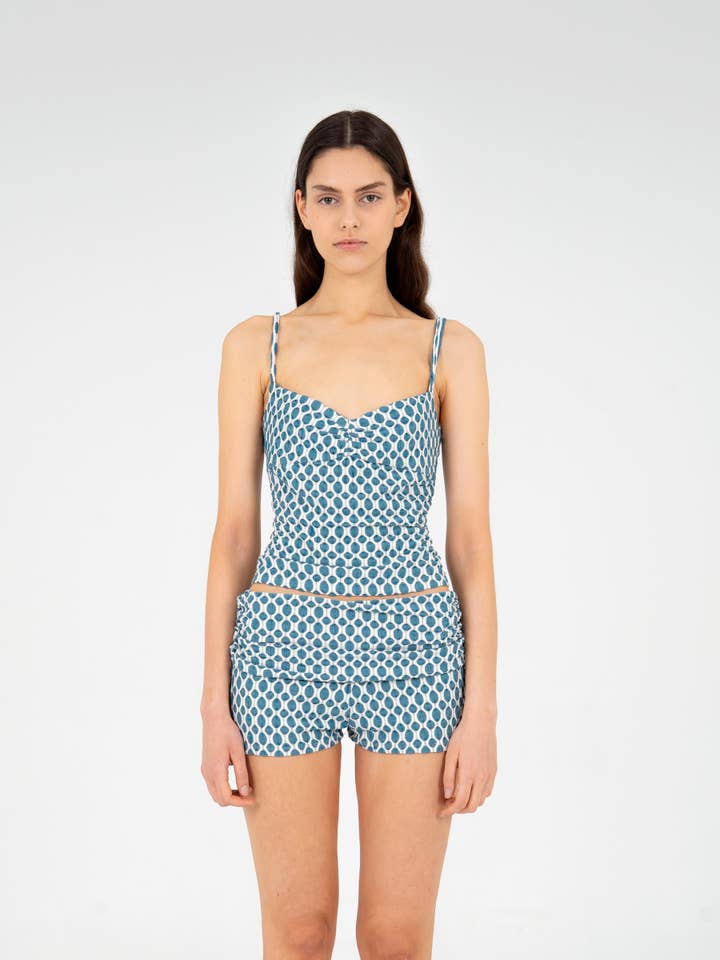 CARMEN SAYS - Wholesale Gebreide top - Dames - Craft Jersey Blauw Gerimpeld Topje