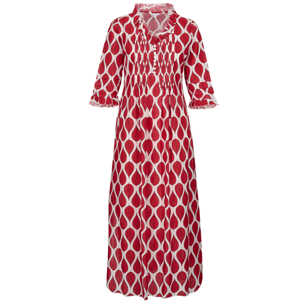 At Last - Vendita all'ingrosso Vestito - Donna - Vestito Maxi Annabel in Cotone a Foglia Rossa0