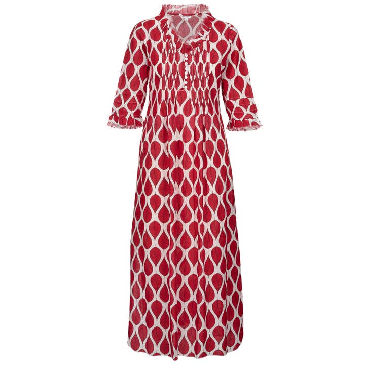 At Last - Vendita all'ingrosso Vestito - Donna - Vestito Maxi Annabel in Cotone a Foglia Rossa0
