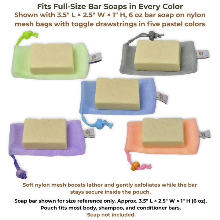 Beauty Blisss - Wholesale Soap Pouch/Sack/Bag - Nylon Mesh Soap Saver Bags with Toggle, 5 and 10 Pack Sets5