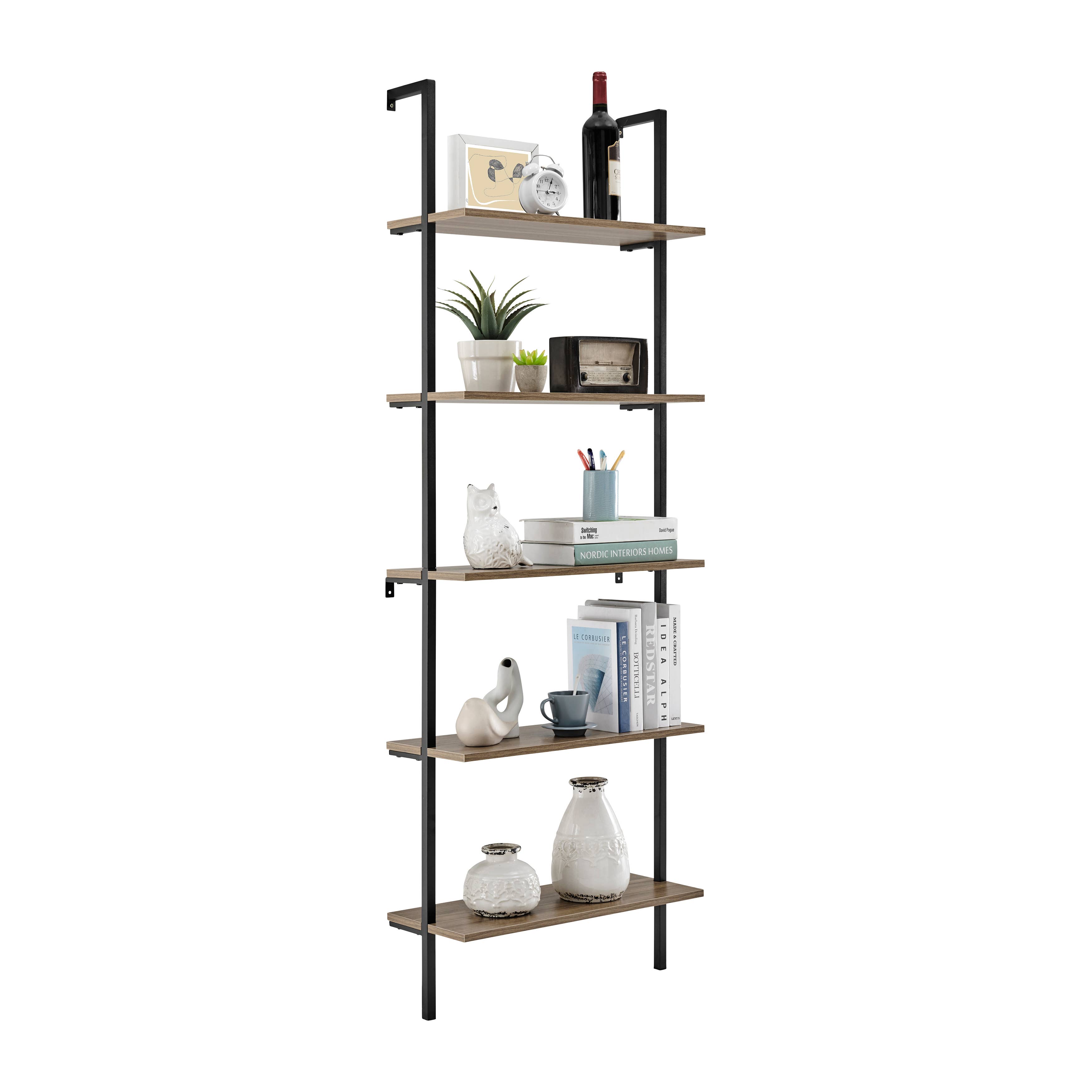 Danya B - Vendita all'ingrosso Mensole da parete - Danya B Everett Scaffale a Parete Moderno a Scala Aperta a 5 Ripiani36