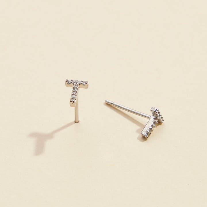 Frem - Wholesale Stud/Post Earrings - Initial Letter Stud Earrings – 12 Pack Bundle in Gold or Silver9