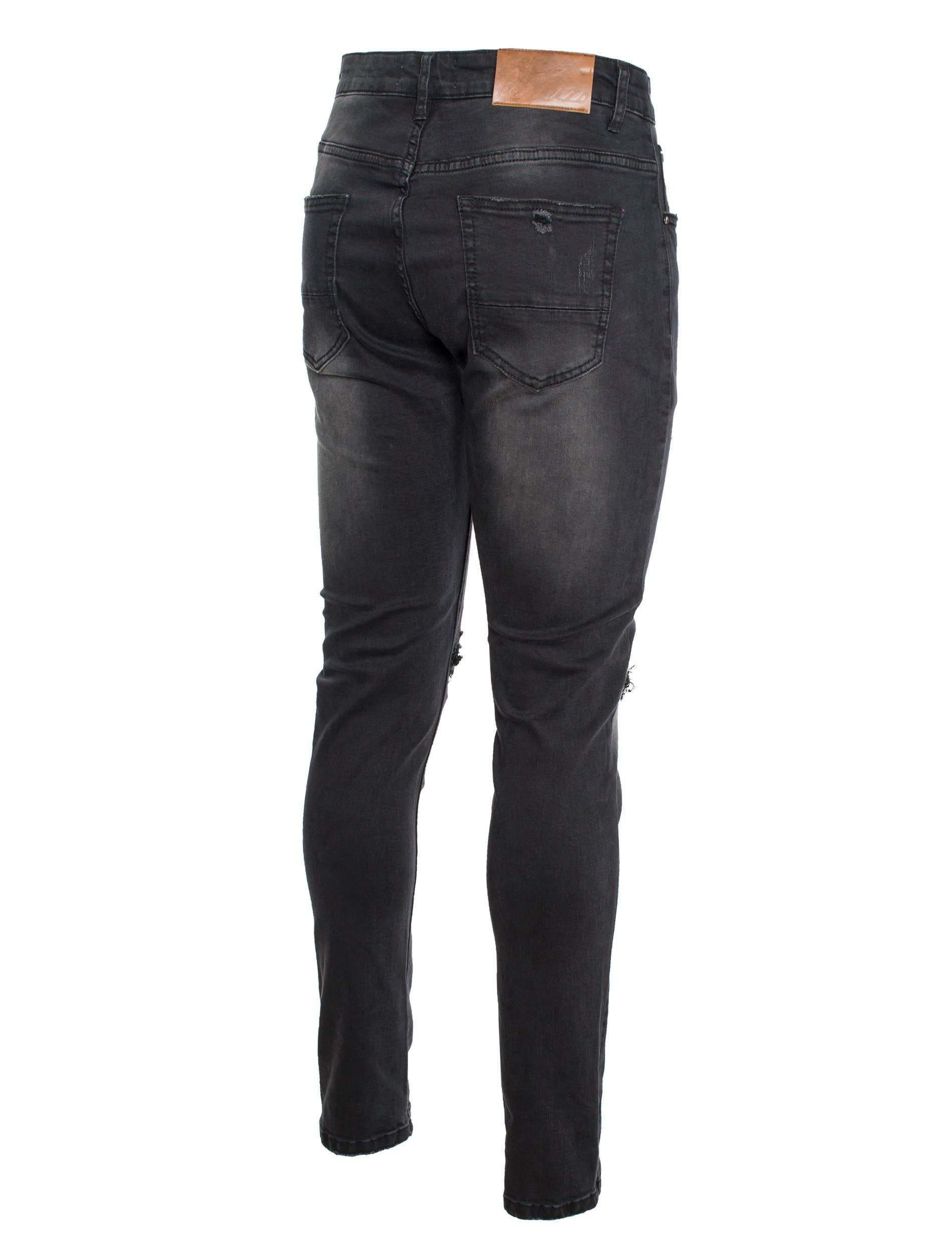 Perruzo - Wholesale Jeans - Men's - Black Skinny Jean with Python Patch (7571)1