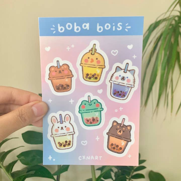 Feuille d'autocollants imperméables Boba Bois, 4 x 6 pouces pour la vente par cxnart