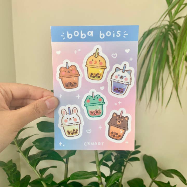 boba bois sticker sheet for wholesale by CXN ART