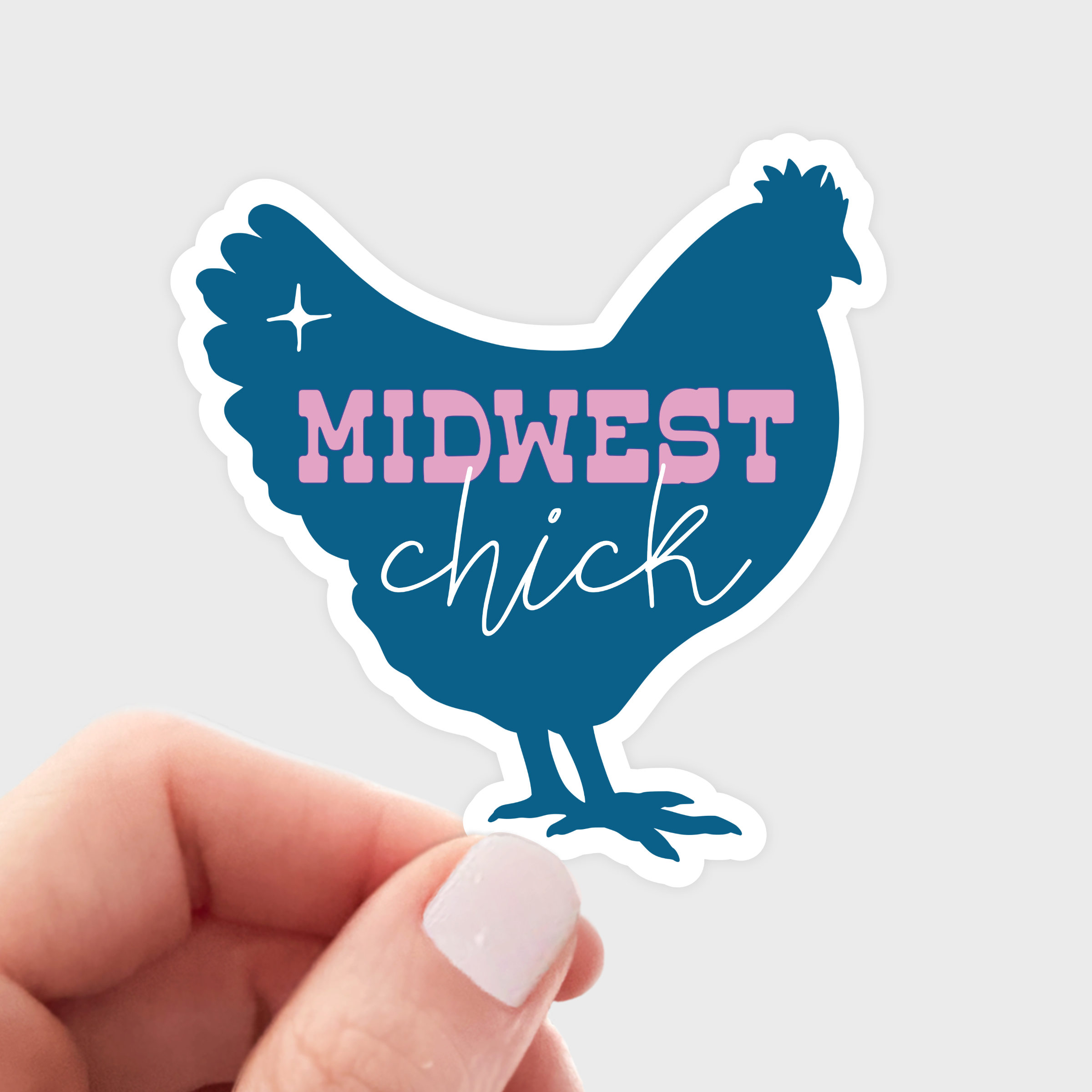 Yarnival - Wholesale Sticker - Midwest Chick Sticker - state, home, local, girl, chicken0