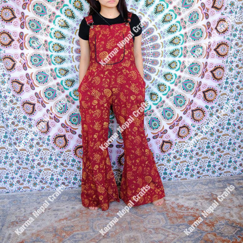Karma Nepal Crafts - Wholesale Jumpsuit - Women's - Magical Celestial/Mushroom Wide Leg Jumpsuit10