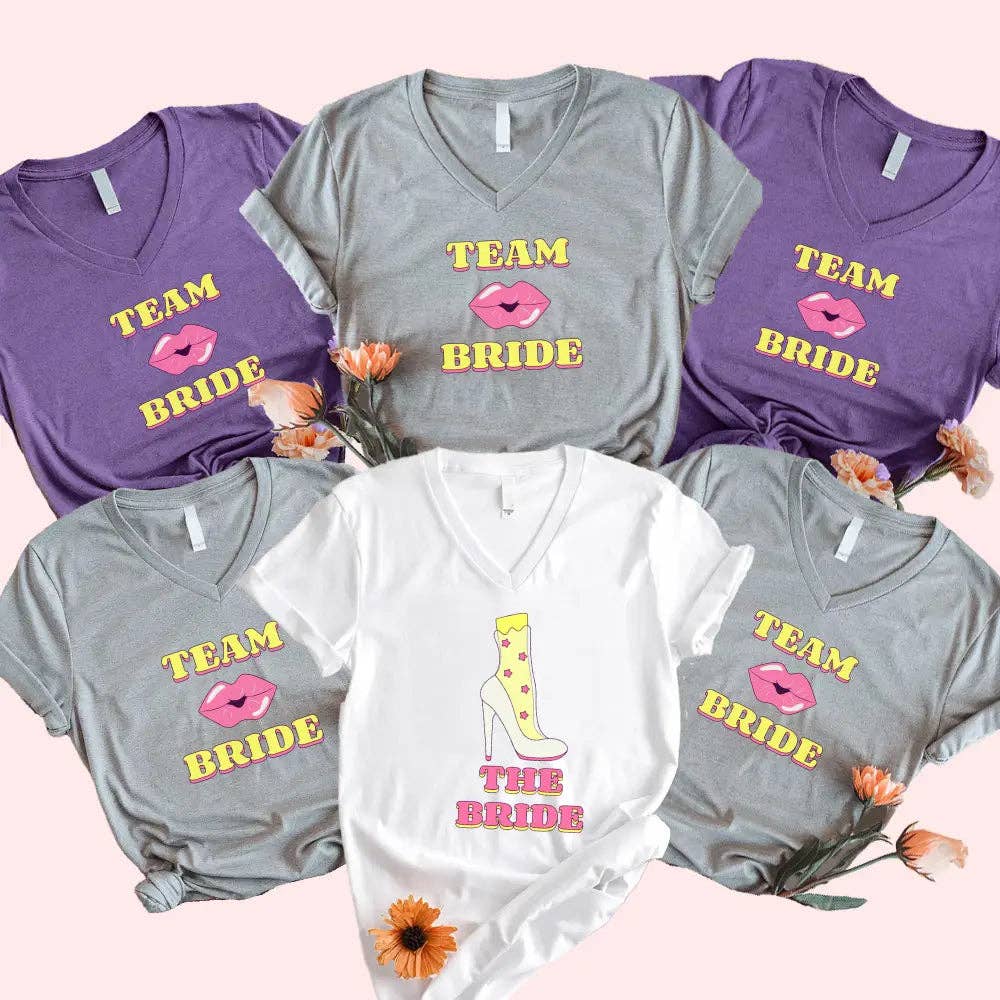 Adorb Custom Tees - Wholesale Screen Printed T-Shirt - Women's - 🍾 Team Bride & The Bride 💍 Bachelorette Party Matching V-Neck T-Shirts13