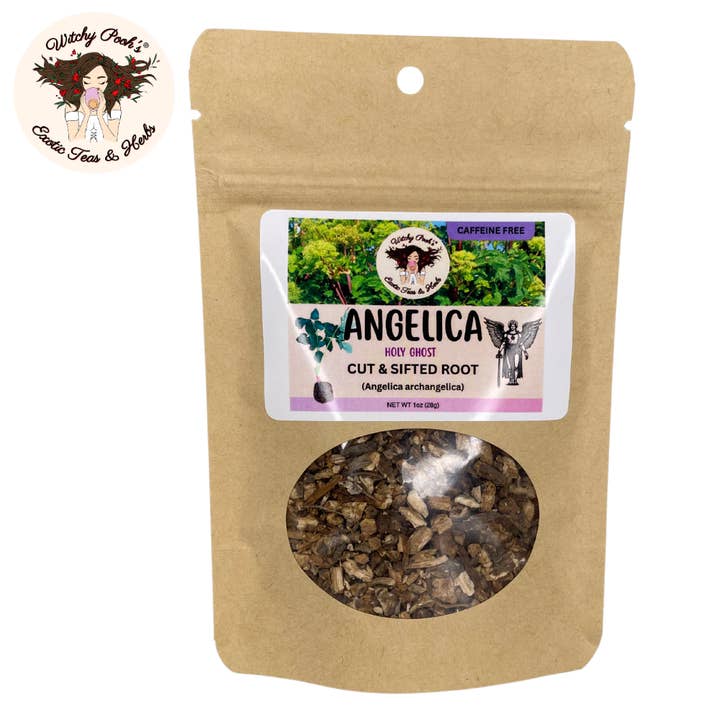 Witchy Pooh's Exotic Teas & Herbs – Chá solto por atacado – Chá de Angélica da Bruxa Pooh - Raiz Cortada e Peneirada, Espírito Santo