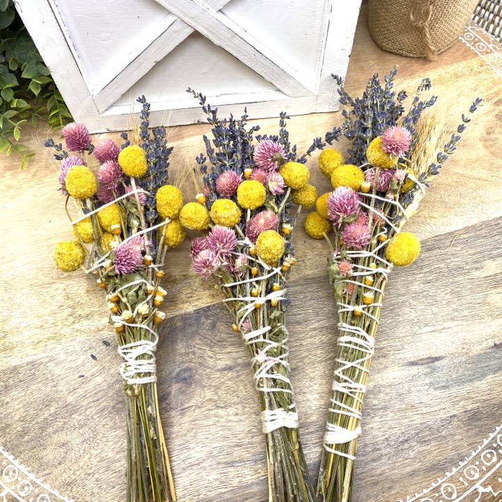Lavender & Wheat, Floral Wand, Smudge Stick, 6 “ for wholesale by Sunsum Intentional Living
