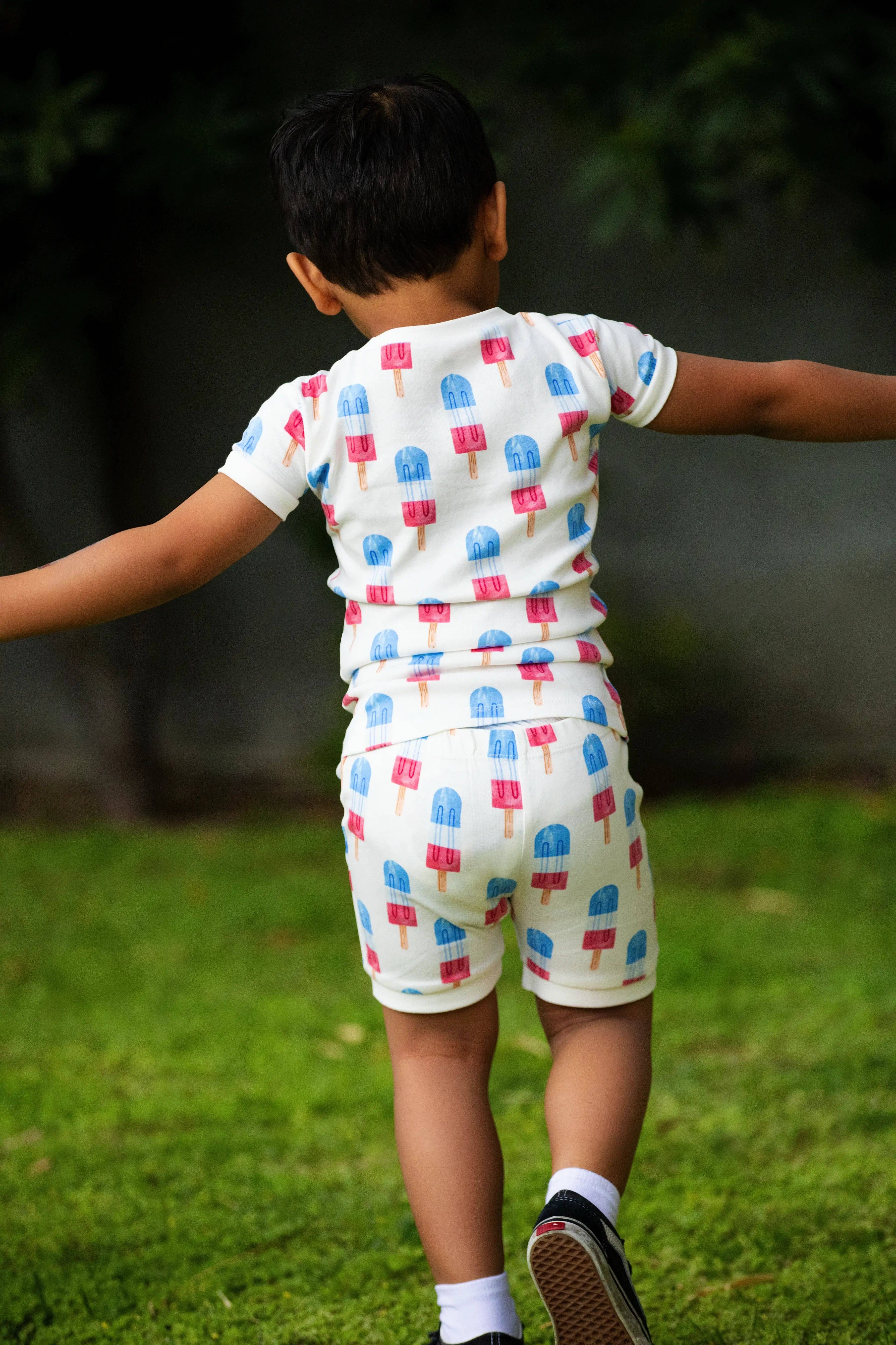 Monica + Andy - Wholesale Sleepwear Set - Kids - 4th of July Two-Piece Shorty Pajama Set_Americana Ice Pops5