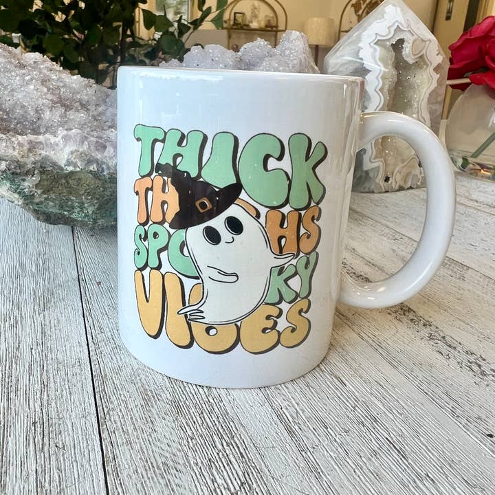 Lunastry - Wholesale Coffee Mug - Thick Thighs Spooky Vibes Witchy Ghost Mug1