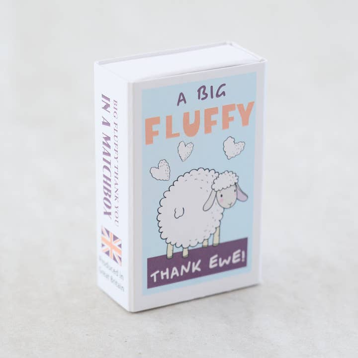 Marvling Bros Ltd – wholesale Gag gift/novelty gift – A Big Fluffy Thank Ewe Wool Felt Sheep In A Matchbox