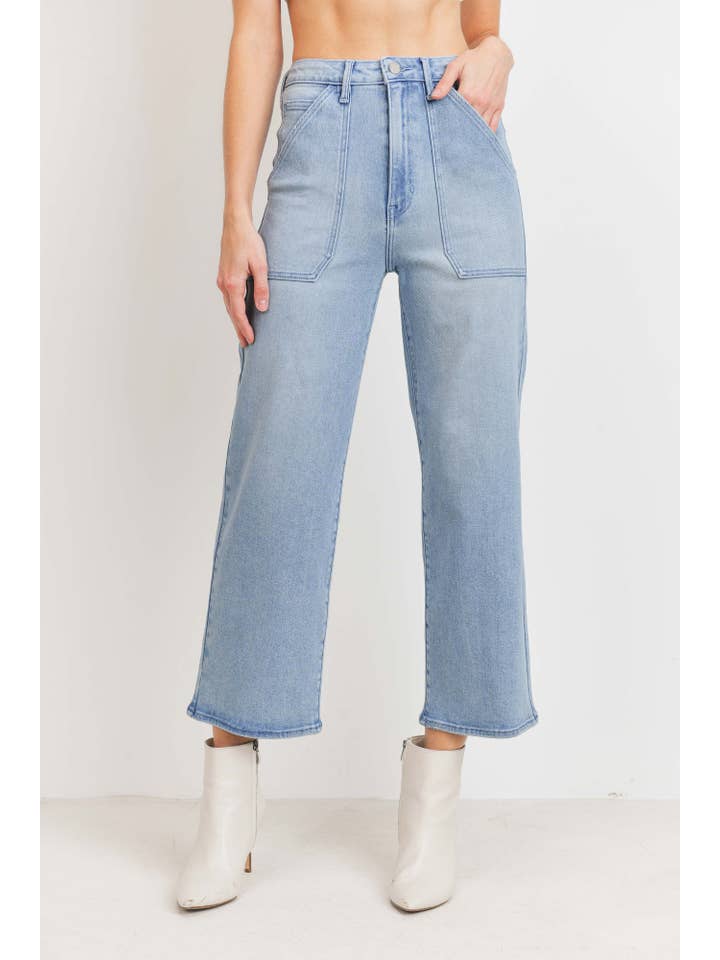 JUST BLACK DENIM - Wholesale Jeans - Women's - BP339J - LT - HR Cargo Pocket Wide Leg