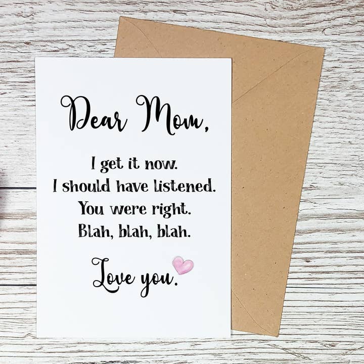 Dear Mom Cards, Mom Birthday Cards, Mothers Day Cards, Funny for wholesale by Sorry Not Sorry Co