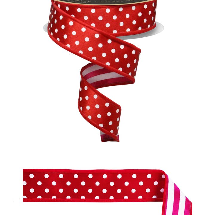 3,8 cm x 9,1 m Pois/Strisce/Fuso Rosso/Bianco/Rosa acceso LX3064Y9 per la vendita all'ingrosso da parte di DecoExchange