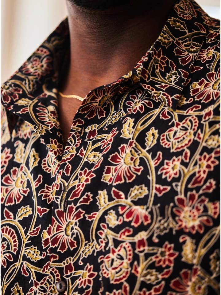 One World Brothers - Wholesale Button Down Shirt - Men's - Night Bloom Short Sleeve Shirt1