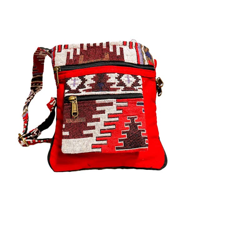 Zumki - Wholesale Crossbody Bag - Women's - Sage Geo Print Cotton Crossbody Expandable bag5