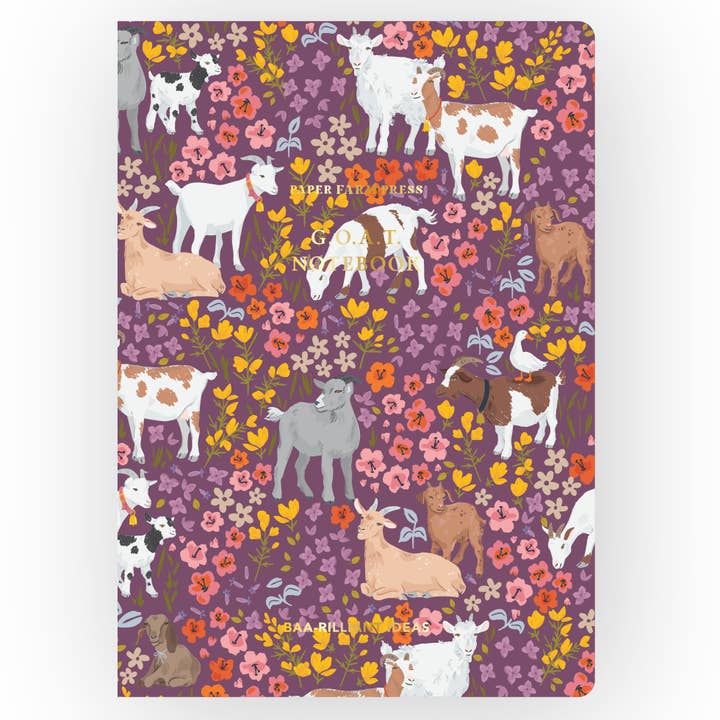 Goats & Flowers Stitched Notebook for wholesale by Paper Farm Press