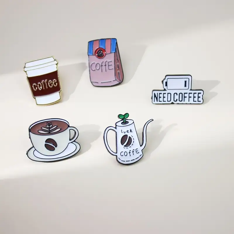 Magnifique Hearts - Wholesale Lapel pin/button - Caffeine Lover's 5 brew enamel pins , Personalize DIY4