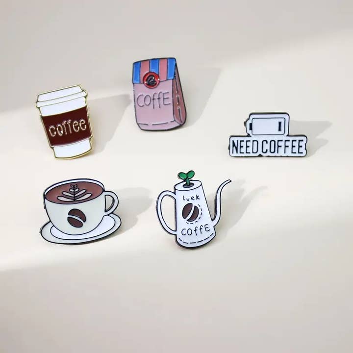 Magnifique Hearts - Wholesale Lapel pin/button - Caffeine Lover's 5 brew enamel pins , Personalize DIY4