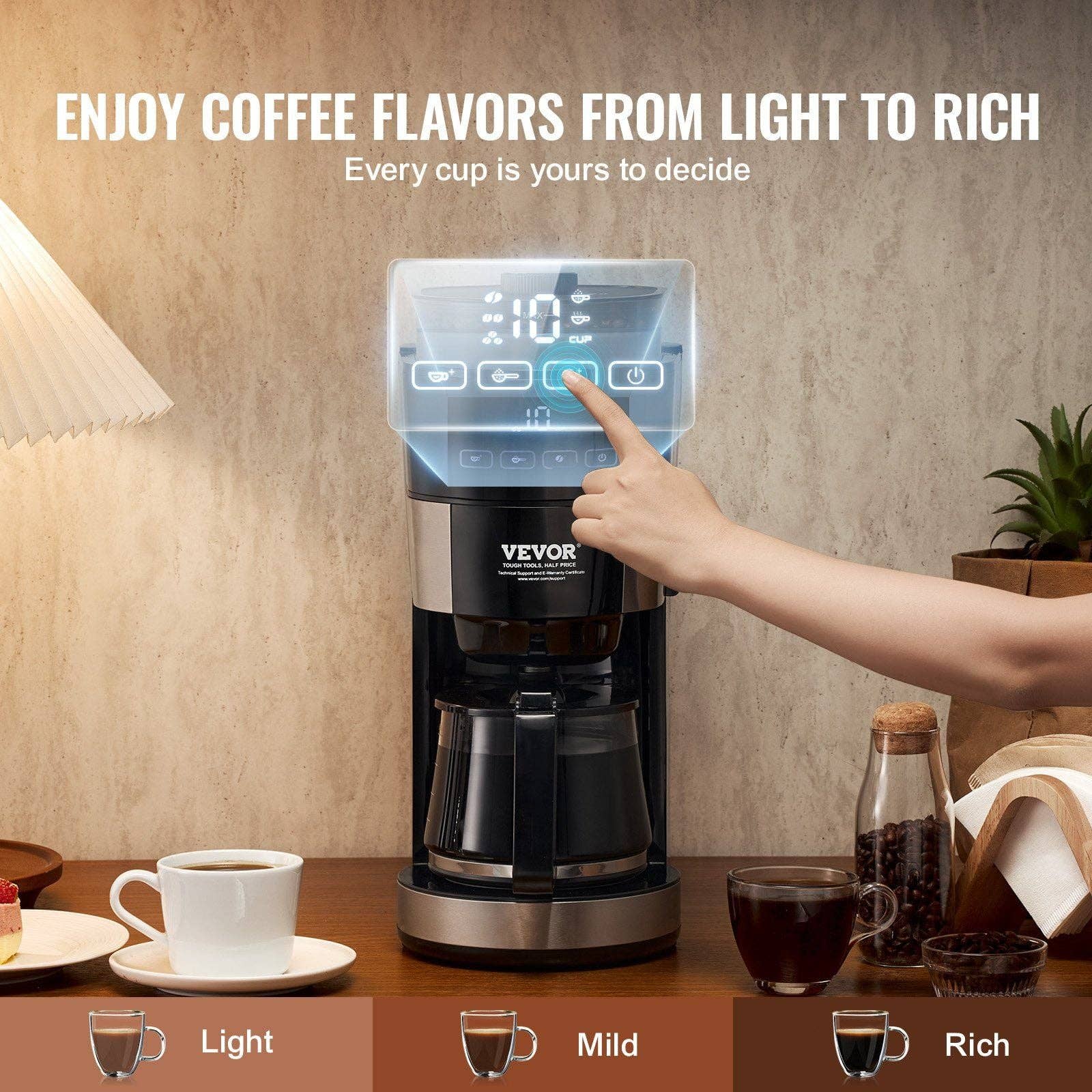 Hard Rock Health Stores - Wholesale Coffee Machine - 10-Cup Coffee Maker Drip Coffee Machine with 3 Brew Strength Control2