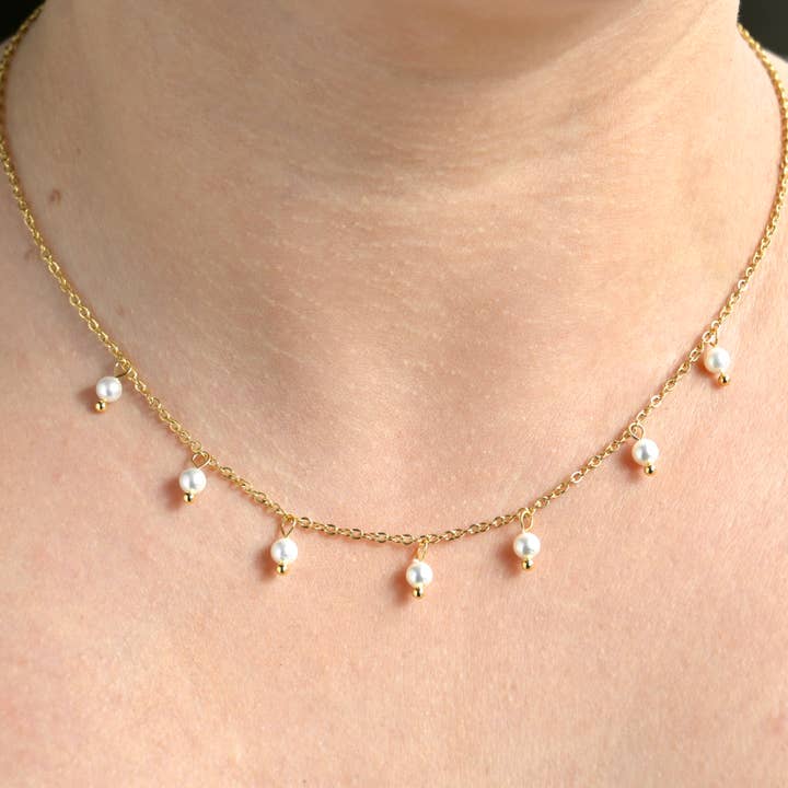 Blueyejewelry - Vendita all'ingrosso Collane di perline/perle - Collane con catena di perle dorate - catene assortite impermeabili8