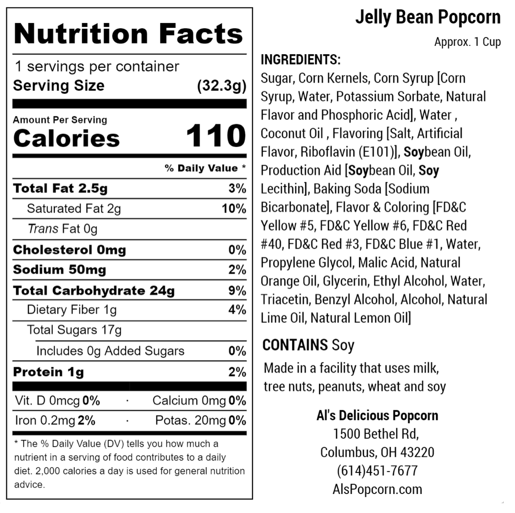 Al's Delicious Popcorn - Wholesale Popcorn - Jelly Bean Popcorn - 8.5oz2