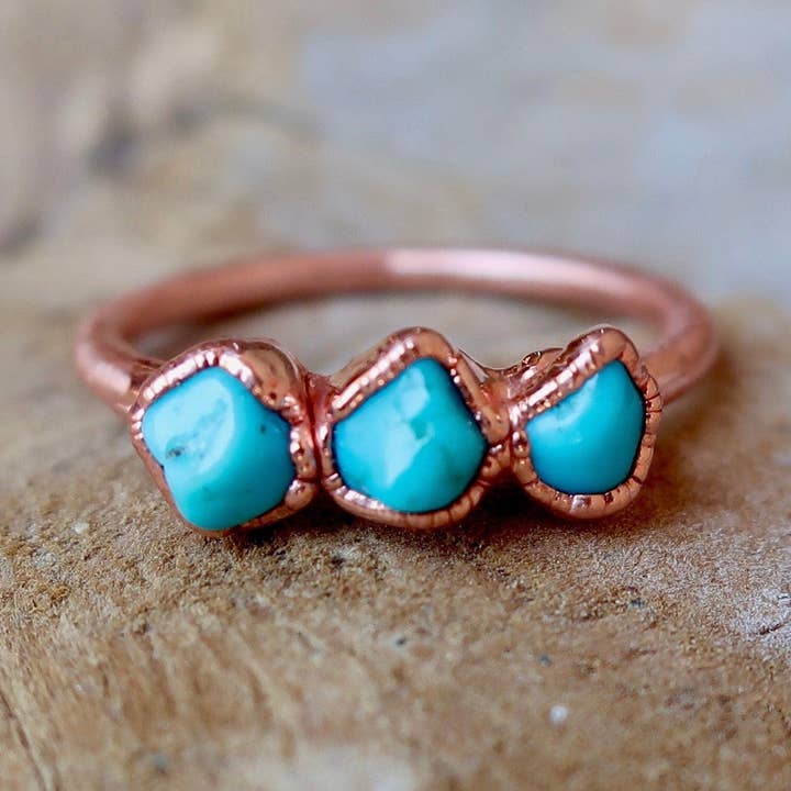 Raw Turquoise December Birthstone Ring by Blackbird & Sage for wholesale by Blackbird & Sage Jewelry