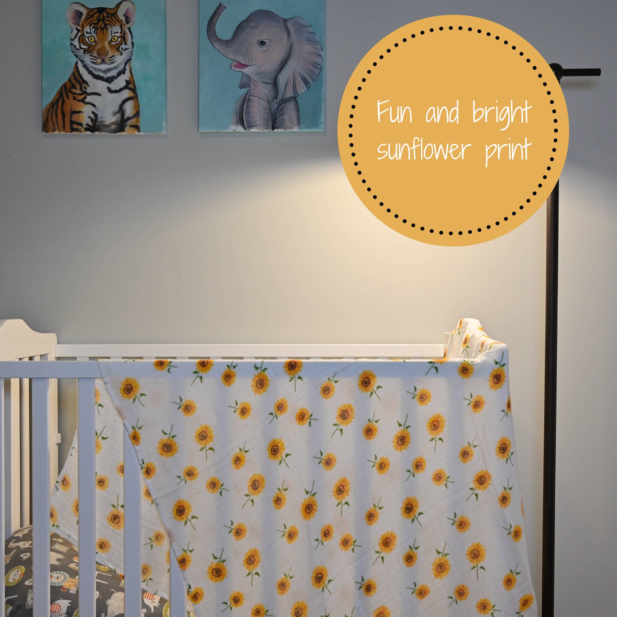 LollyBanks - Wholesale Swaddle - Baby - Sunflower Fields Baby Muslin Swaddle Blanket5