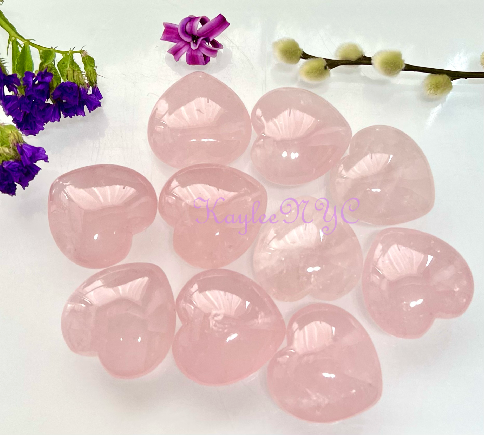 KayleeNYC - Wholesale Spiritual stone/crystal - 40mm Natural Rose Quartz Heart Crystal1