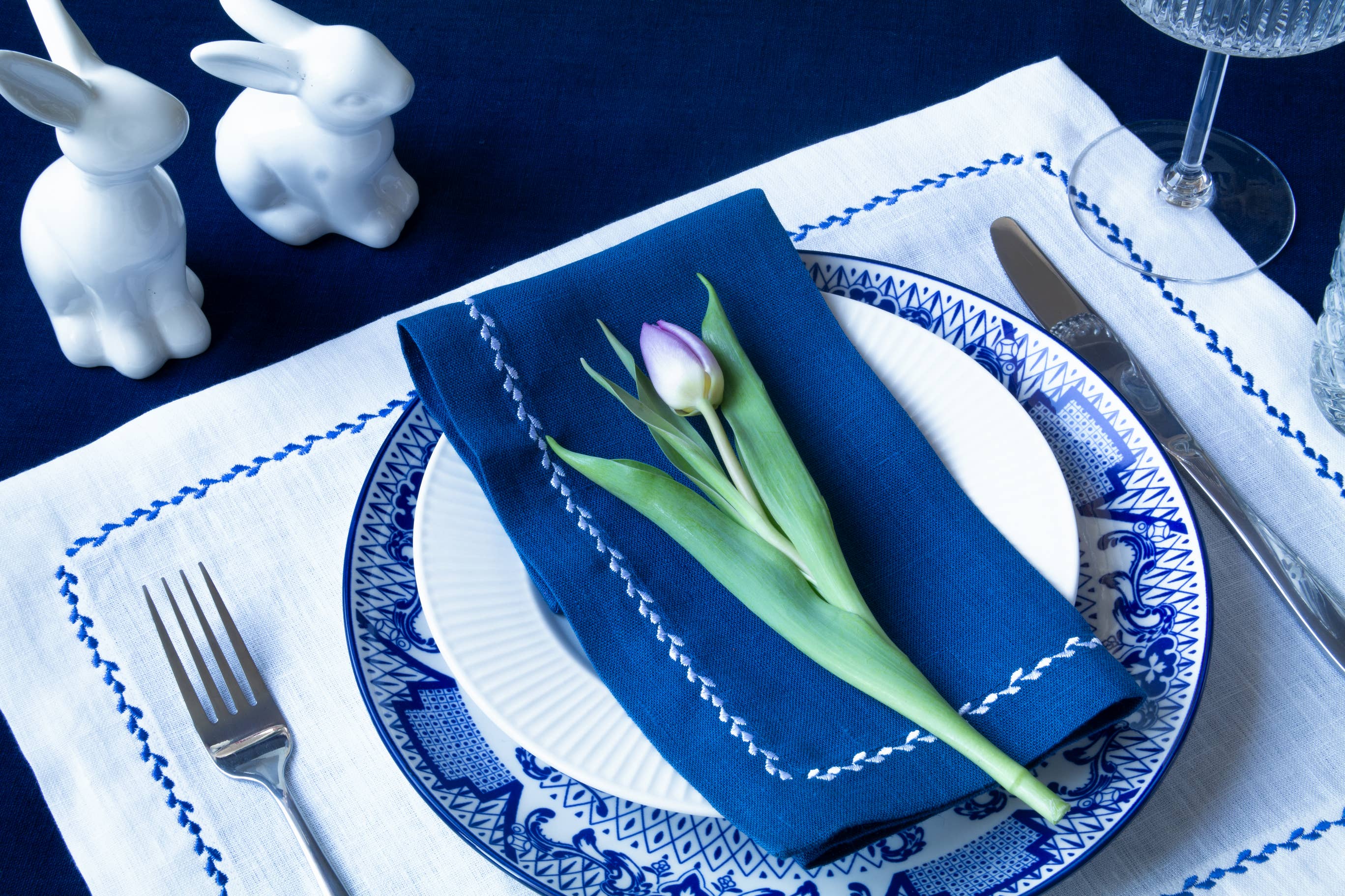 Liem Home – Guardanapo e pano de jantar por atacado – Guardanapos de linho com bordado na borda - Guardanapo de linho personalizado0