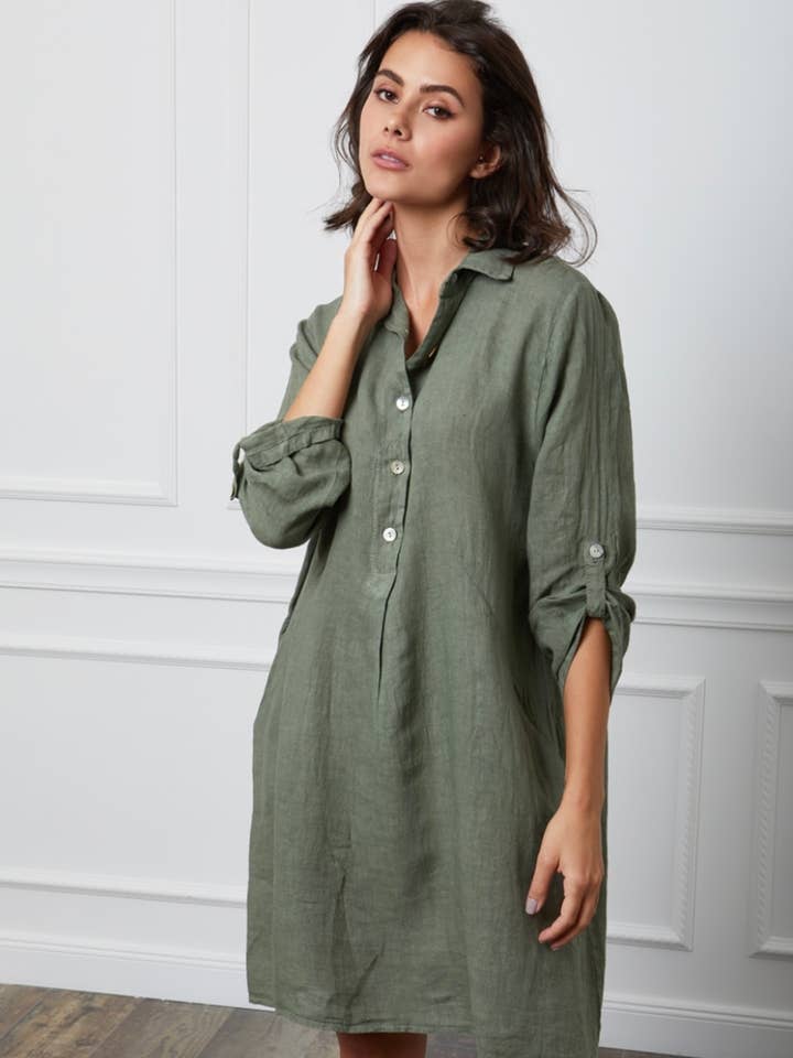 LÉA & LUC - Wholesale Dress - Women's - Short Dresses in 100% Linen REF. 1351