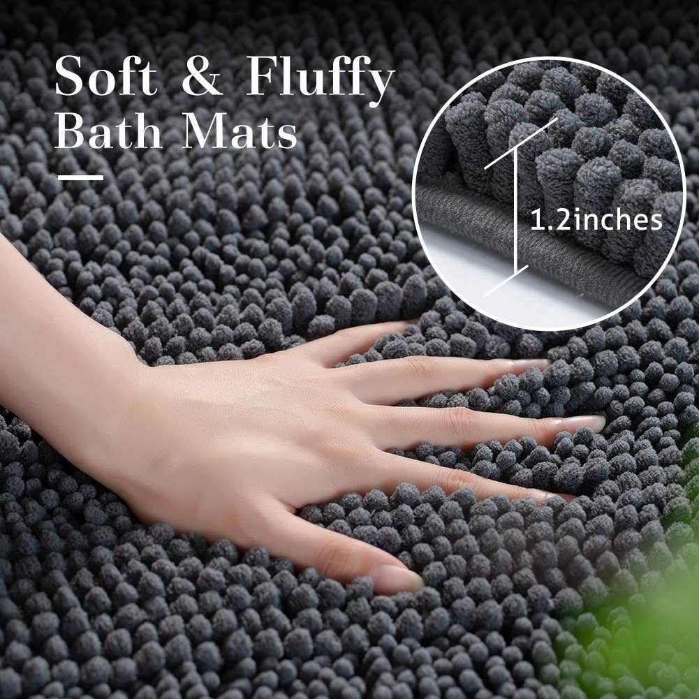 Kasentex - Vendita all'ingrosso Tappetini da bagno - Tappeto da bagno in ciniglia soffice con design geometrico e fondo antiscivolo30