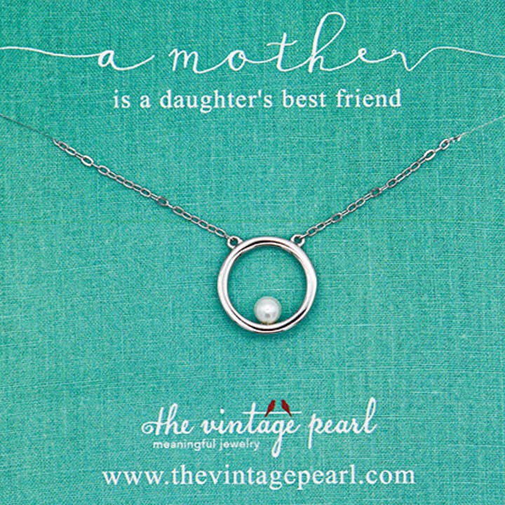 A Mother Is A Daughter's Best Friend Silver Pendant Necklace for wholesale by The Vintage Pearl