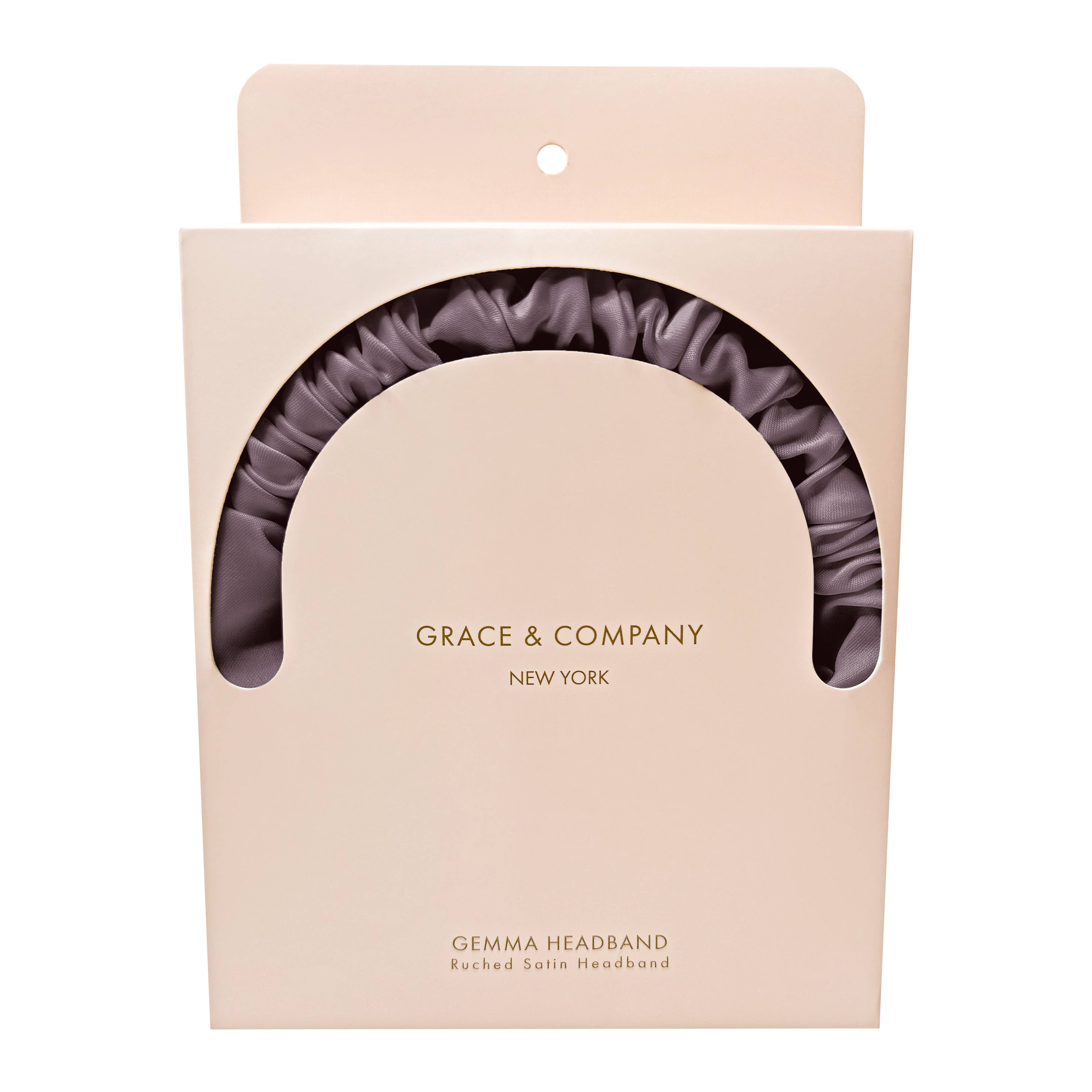 GRACE & COMPANY - Vente Bandeau – femme - Bandeau en satin froncé Gemma - Prune5