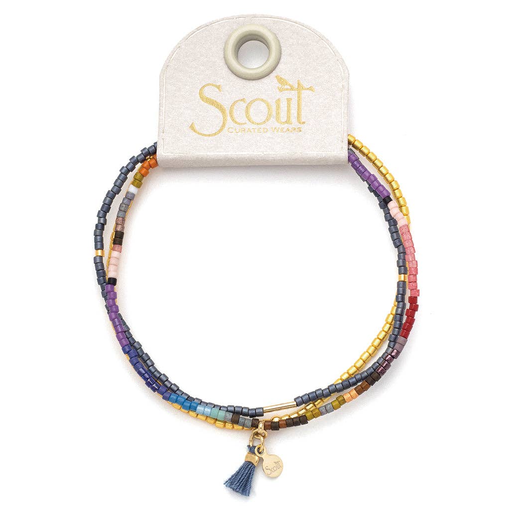 Scout Curated Wears - Wholesale Jewelry Set - Chromacolor Miyuki Bracelet Trio - Dark Multi/Gold2