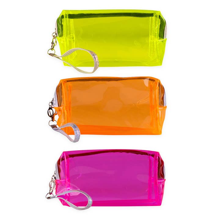 Necessaire transparente neon para cosméticos por atacado de Accentra