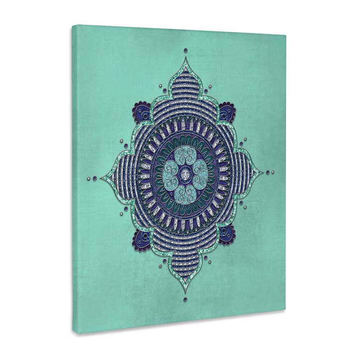 3dRose, Blå Turkis Mandala Ornament, Museumskvalitet Lærredstryk for engroshandel hos 3dRose