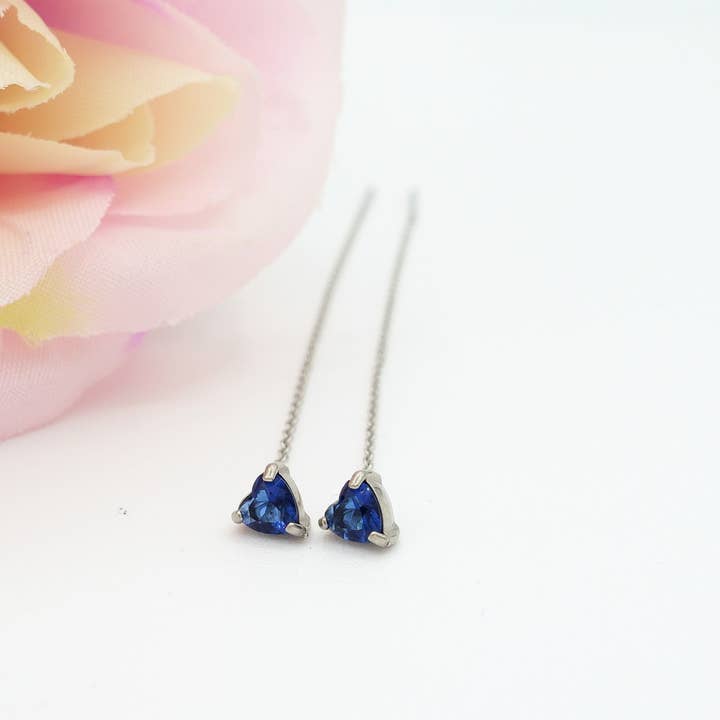 Daemon srls - Wholesale Dangle Earrings - SHINY CUORE Rainbow - Acciaio inossidabile ~ PAIO Orecchini filo pendenti con cubic zirconia a cuore - Saliscendi -13