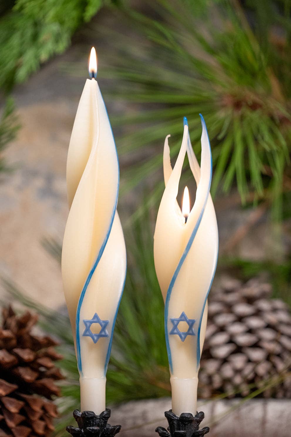 Summerfield Candles - Wholesale Novelty Candle - Star of David Silhouette Pair of Beeswax Candles