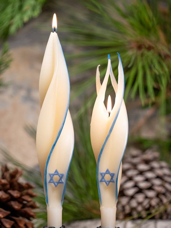Star of David Silhouette Pair of Beeswax Candles for wholesale by Summerfield Candles