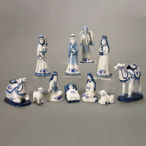 Kurt S. Adler, Inc. - Wholesale Nativity Scene Decor - 1.97-6.7"DELFT BLUE NATIVTY SET 11P4